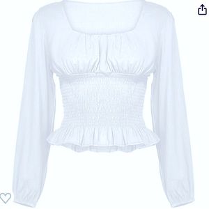 LARGE Sofias Choice White Top Vintage Square Neck Shirt